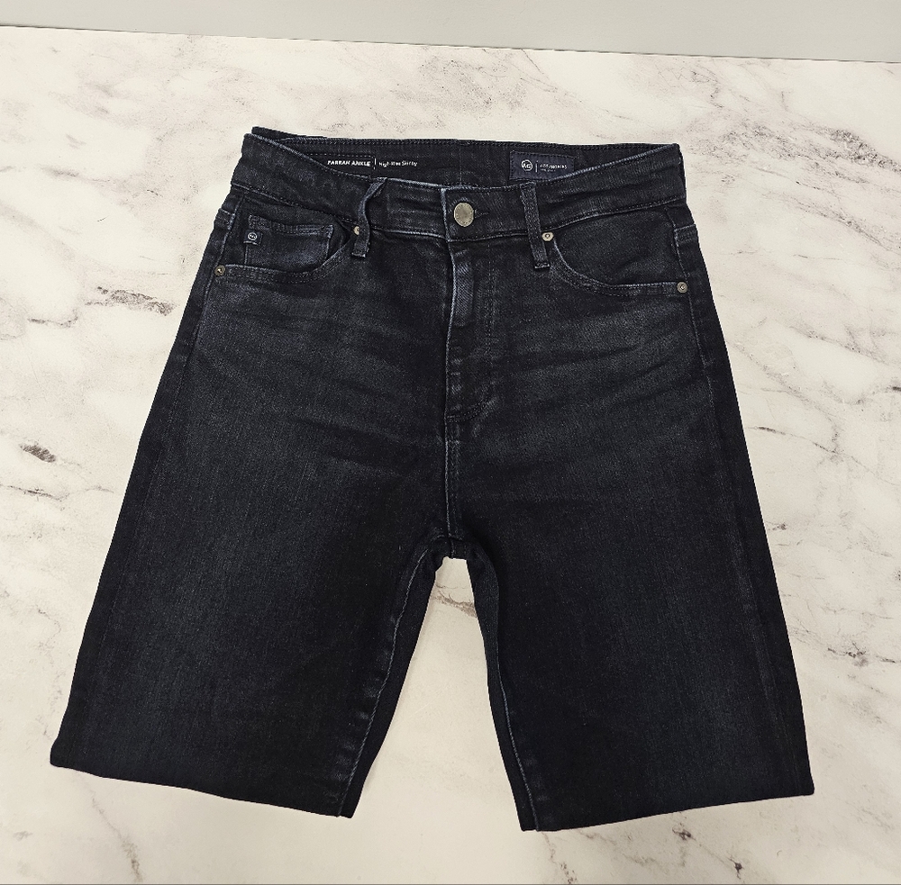 AG Adriano Goldschmied Farrah Ankle High Rise Skinny Dark Blue Jeans 27 Preowned - Picture 5 of 9